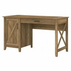 Bush Furniture Key West 54" Computer Desk With Keyboard Tray And Storage, Reclaimed Pine (KWD154RCP-03)