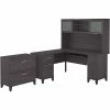 Bush Furniture Somerset 60"W L-Shaped Desk With Hutch And Lateral File Cabinet, Storm Gray (SET008SG)