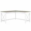 Bush Furniture Key West 60" L-Shaped Desk, Shiplap Gray/Pure White (KWD160G2W-03)