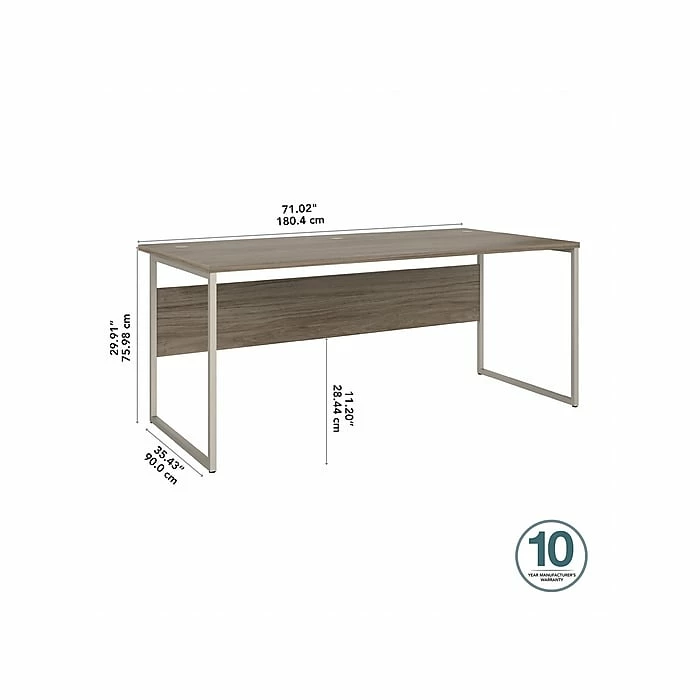 Bush Business Furniture Hybrid 72" W Computer Desk, Modern Hickory (HYD172MH) - Image 4