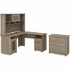 Bush Furniture Cabot 60" L-Shaped Desk With Hutch And Lateral File Cabinet, Ash Gray (CAB005AG)