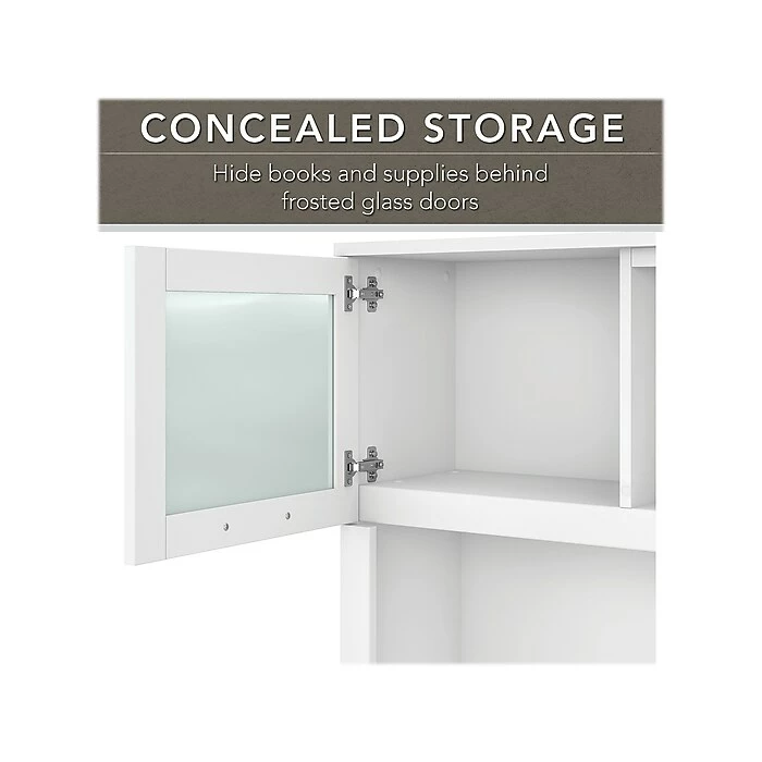 Bush Furniture Somerset 72"W L-Shaped Desk With Hutch, Lateral File Cabinet And Bookcase, White (SET012WH) - Image 4