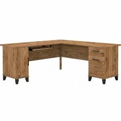Bush Furniture Somerset 72" L-Shaped Desk With Storage, Fresh Walnut (WC81310K)