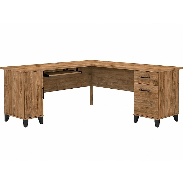 Bush Furniture Somerset 72" L-Shaped Desk With Storage, Fresh Walnut (WC81310K)