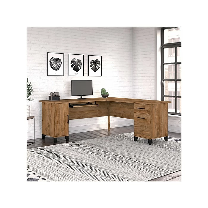 Bush Furniture Somerset 72" L-Shaped Desk With Storage, Fresh Walnut (WC81310K) - Image 2