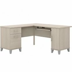 Bush Furniture Somerset 60" L-Shaped Desk With Storage, Sand Oak (WC81130K)