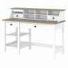 Bush Furniture Mayfield 54" Computer Desk With Shelves And Desktop Organizer, Pure White/Shiplap Gray (MAY001GW2)