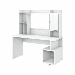 Kathy Ireland® Home By Bush Furniture Madison Avenue 60" Writing Desk With Hutch, Pure White (MDS002PW)
