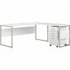 Bush Business Furniture Hybrid 72"W L-Shaped Table Desk With Mobile File Cabinet, White (HYB028WHSU)