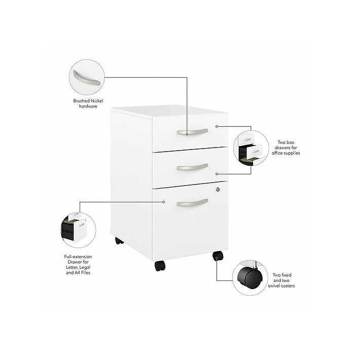 Bush Business Furniture Hybrid 72"W L-Shaped Table Desk With Mobile File Cabinet, White (HYB028WHSU) - Image 4