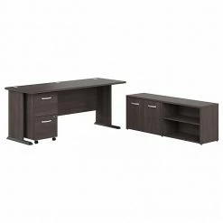 Bush Business Furniture Studio A 72"W Computer Desk With File Cabinet And Storage Cabinet, Storm Gray (STA007SGSU)