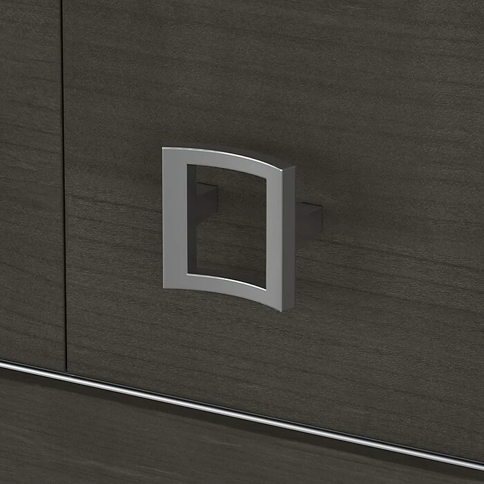 Office By Kathy Ireland® Echo 60"W Credenza Desk With Hutch, Charcoal Maple (ECH030CM) - Image 5