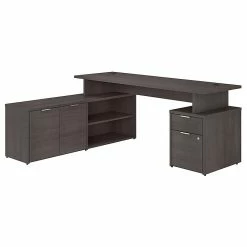 Bush Business Furniture Jamestown 71"W L-Shaped Desk With Drawers, Storm Gray (JTN009SGSU)
