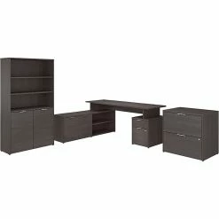 Bush Business Furniture Jamestown 71" L-Shaped Desk Bundle, Storm Gray (JTN011SGSU)