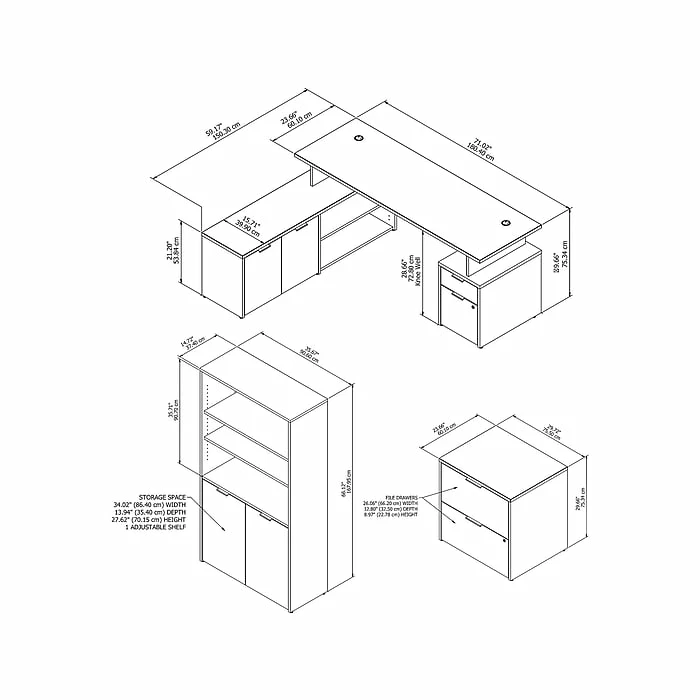 Bush Business Furniture Jamestown 71" L-Shaped Desk Bundle, Storm Gray (JTN011SGSU) - Image 5