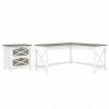 Bush Furniture Key West 60" L-Shaped Desk With 2-Drawer Lateral File Cabinet, Shiplap Gray/Pure White (KWS014G2W)