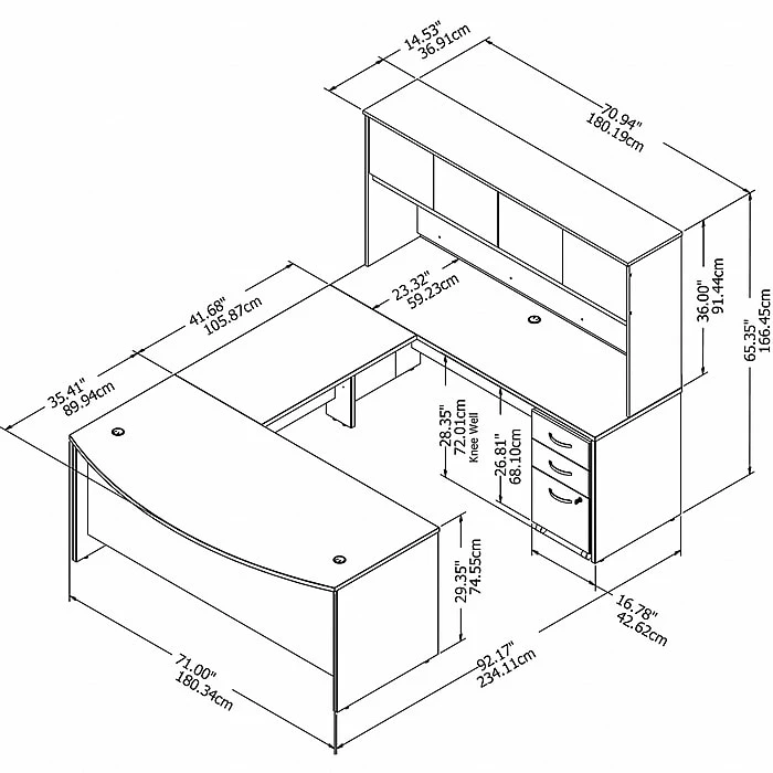 Bush Business Furniture Studio C 72W X 36D U Shaped Desk With Hutch And Mobile File Cabinet, Storm Gray (STC003SGSU) - Image 3