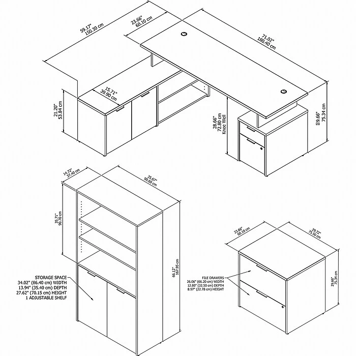 Bush Business Furniture Jamestown 71" L-Shaped Desk Bundle, Storm Gray/White (JTN011SGWHSU) - Image 3