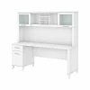 Bush Furniture Somerset 72" Computer Desk With Drawers And Hutch, White (SET018WH)
