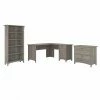 Bush Furniture Salinas 60" L-Shaped Desk With Lateral File Cabinet And 5-Shelf Bookcase, Driftwood Gray (SAL003DG)