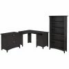 Bush Furniture Salinas 55"W Corner Desk With Lateral File Cabinet And 5-Shelf Bookcase, Vintage Black (SAL013VB)