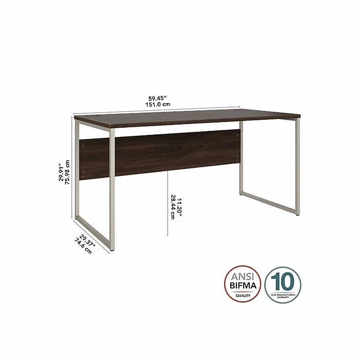 Bush Business Furniture Hybrid 60" W Computer Table Desk With Metal Legs, Black Walnut (HYD360BW) - Image 4