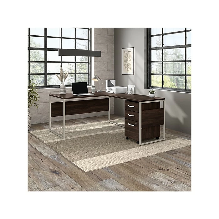 Bush Business Furniture Hybrid 60" W Computer Table Desk With Metal Legs, Black Walnut (HYD360BW) - Image 8