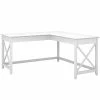 Bush Furniture Key West 60"W L-Shaped Desk, Pure White Oak (KWD160WT-03)
