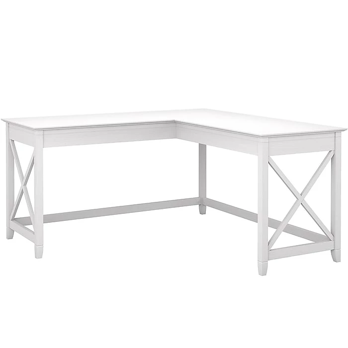 Bush Furniture Key West 60"W L-Shaped Desk, Pure White Oak (KWD160WT-03)