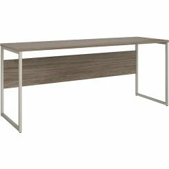 Bush Business Furniture Hybrid 72" W Computer Table Desk With Metal Legs, Modern Hickory (HYD272MH)