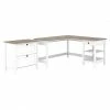 Bush Furniture Mayfield 60" L-Shaped Computer Desk With 2-Drawer Lateral File Cabinet, Pure White/Shiplap Gray (MAY011GW2)