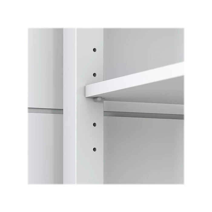 Bush Furniture Mayfield 60" L-Shaped Computer Desk With 2-Drawer Lateral File Cabinet, Pure White/Shiplap Gray (MAY011GW2) - Image 7