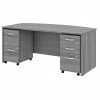 Bush Business Furniture Studio C 72W X 36D Bow Front Desk With Mobile File Cabinets, Platinum Gray (STC012PGSU)