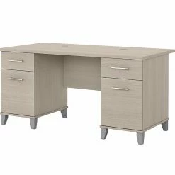 Bush Furniture Somerset 60" Computer Desk With Drawers, Sand Oak (WC81128K)