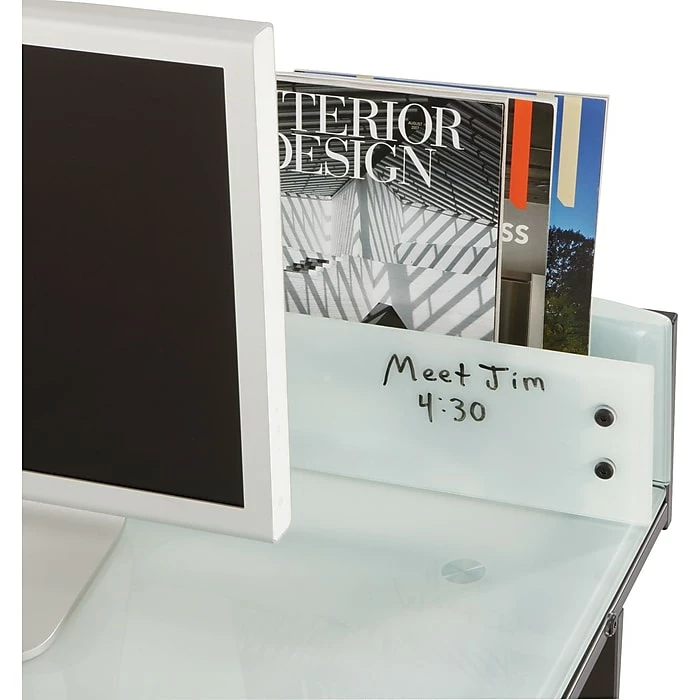 Safco Xpressions Glass Top Computer Desk, Frosted/Black - Image 3