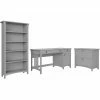 Bush Furniture Salinas 60"W Computer Desk With Bookcase And Lateral File Cabinet, Cape Cod Gray (SAL076CG)