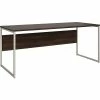 Bush Business Furniture Hybrid 72" W Computer Table Desk With Metal Legs, Black Walnut (HYD373BW)