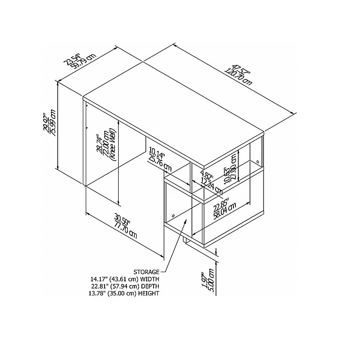 Kathy Ireland® Home By Bush Furniture Madison Avenue 48" Writing Desk, Pure White (MDD148PW-03) - Image 5