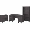 Bush Furniture Somerset 60"W Office Desk With Lateral File Cabinet And 5-Shelf Bookcase, Storm Gray (SET013SG)