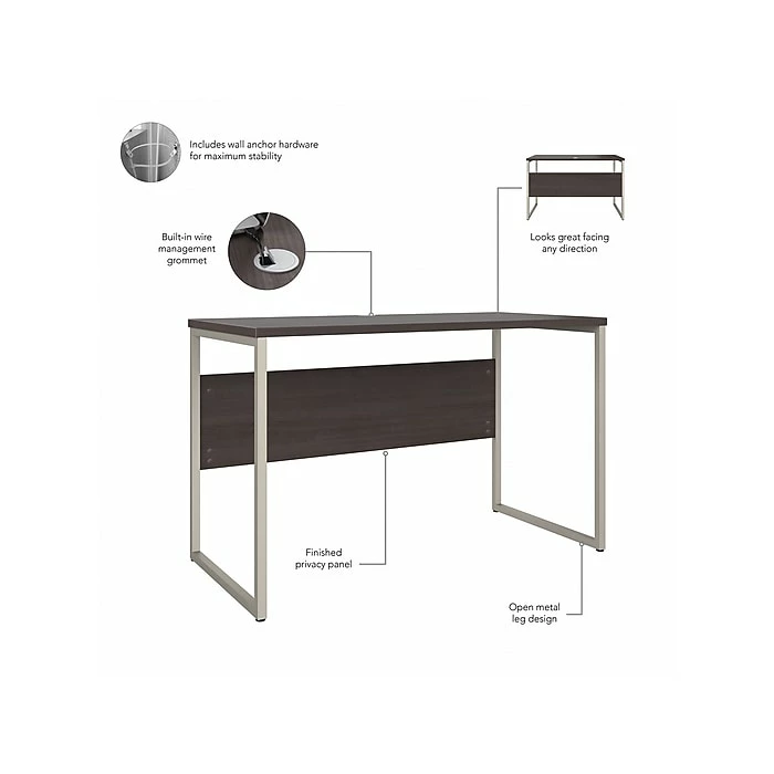 Bush Business Furniture Hybrid 48" W Computer Table Desk, Storm Gray (HYD148SG) - Image 3