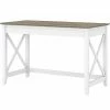 Bush Furniture Key West 48" Writing Desk, Shiplap Gray/Pure White (KWD148G2W-03)