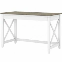 Bush Furniture Key West 48" Writing Desk, Shiplap Gray/Pure White (KWD148G2W-03)