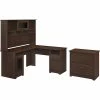 Bush Furniture Cabot 60" L-Shaped Desk With Hutch And Lateral File Cabinet, Modern Walnut (CAB005MW)