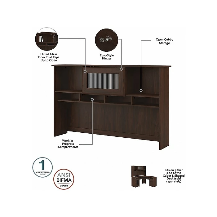 Bush Furniture Cabot 60" L-Shaped Desk With Hutch And Lateral File Cabinet, Modern Walnut (CAB005MW) - Image 4