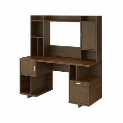 Kathy Ireland® Home By Bush Furniture Madison Avenue 60" Computer Desk With Hutch, Modern Walnut (MDS004MW)