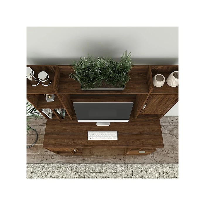 Kathy Ireland® Home By Bush Furniture Madison Avenue 60" Computer Desk With Hutch, Modern Walnut (MDS004MW) - Image 3
