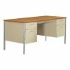 HON 34000 Series 60" Double Pedestal Desk, Harvest Maple/Putty (H34962CL)