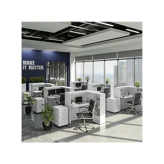 Bush Business Furniture Studio C 48"W Cubicle Desk With Shelves And Mobile File Cabinet, White (STC061WHSU) - Image 8