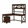 Bush Furniture Key West 60" L-Shaped Computer Desk And Mobile 2-Drawer File Cabinet Bundle, Bing Cherry (KWS049BC)
