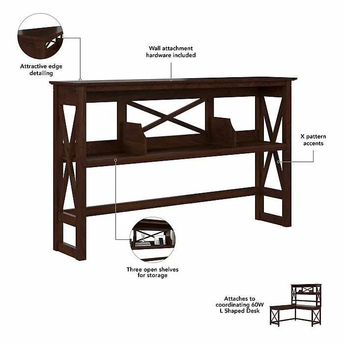 Bush Furniture Key West 60" L-Shaped Computer Desk And Mobile 2-Drawer File Cabinet Bundle, Bing Cherry (KWS049BC) - Image 4